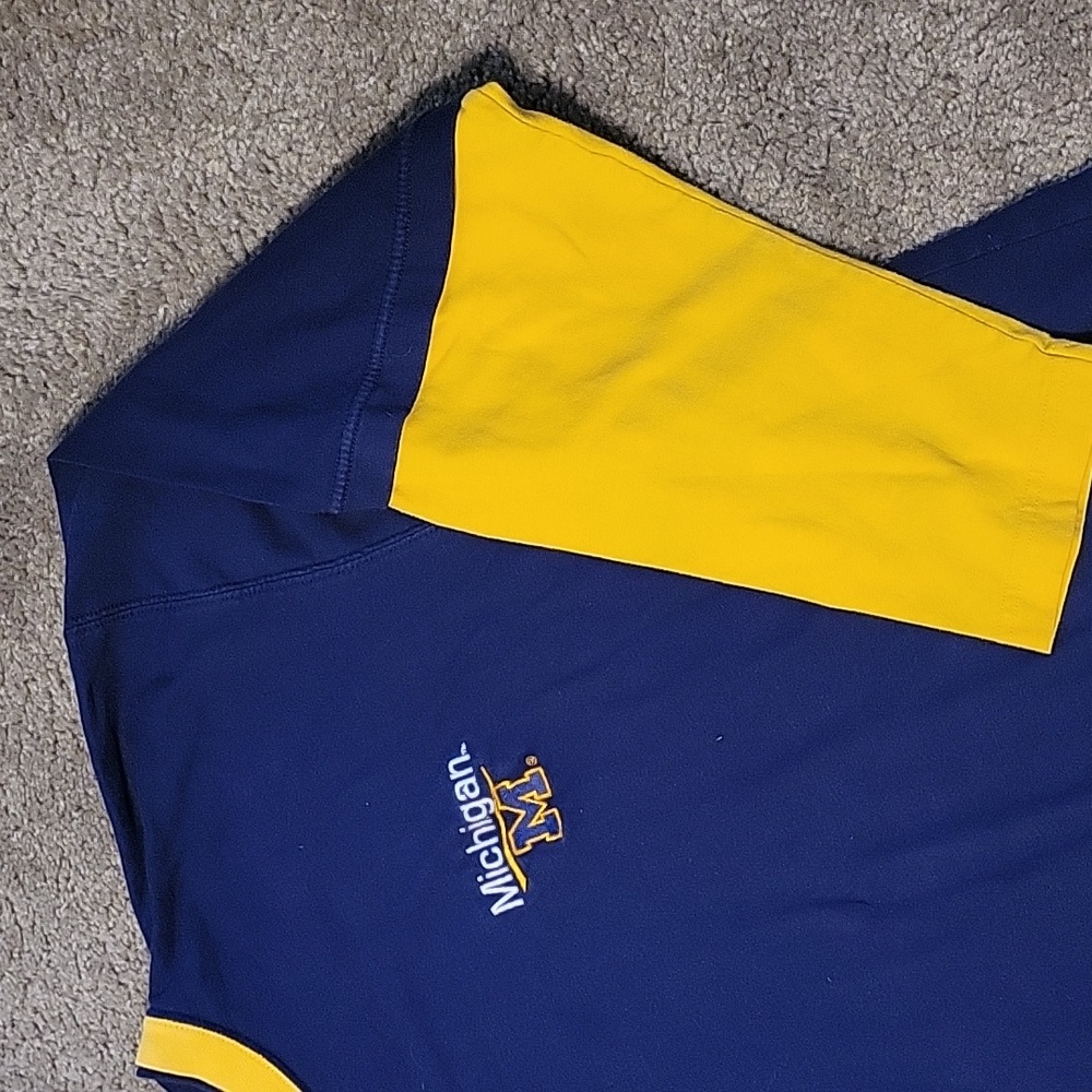 Vtg Michigan University Pro Edge Layered long-sleeve Shirt Size XL Yellow Navy